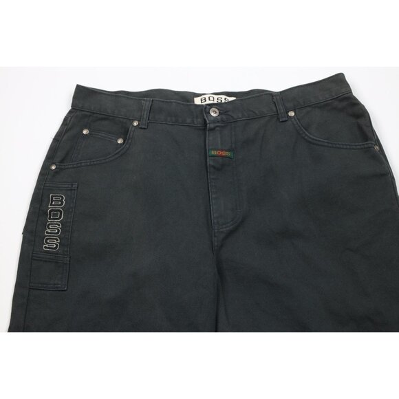 Deadstock Vtg 90s Boss Mens 40x32 Spell Out Baggy Wide Leg Skateboard Jeans USA - Picture 2 of 15
